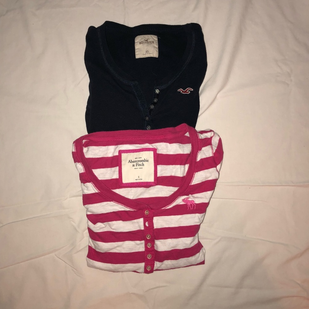 2 hollister/abercrombie henley shirts
